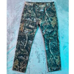 mnml Real Tree Camo Cargo Pants Mens 32 Green Brown Straight Leg Button Fly